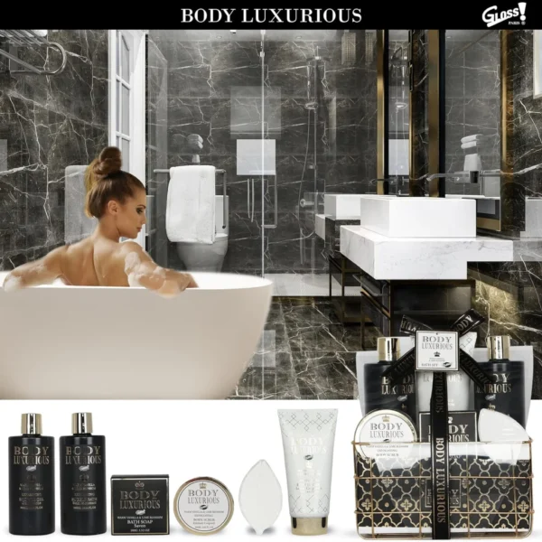 Caja de Regalo Body Luxurious Black by Gloss! con Aroma a Vainilla y Lima